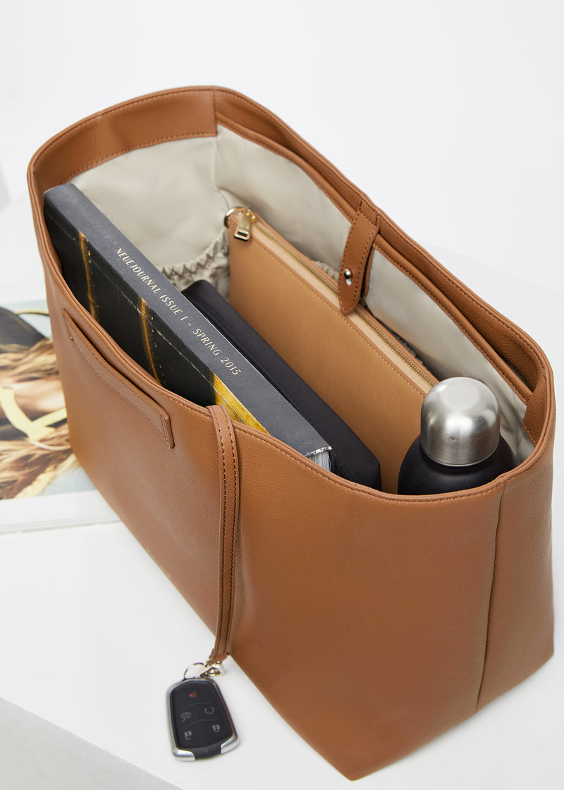Vegan Leather Tote Bag Organizer Insert with Laptop Compartment