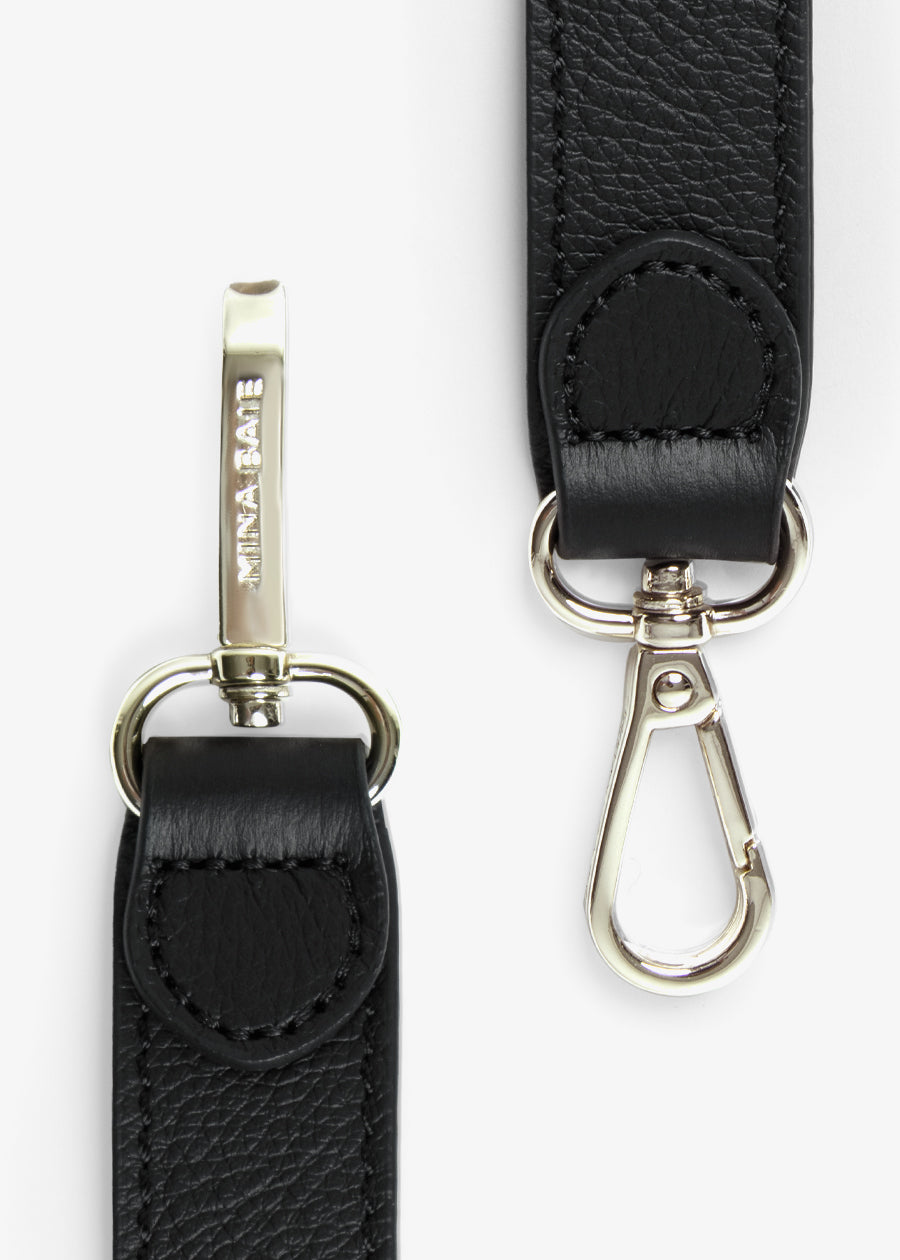 Black leather handbag strap fashion