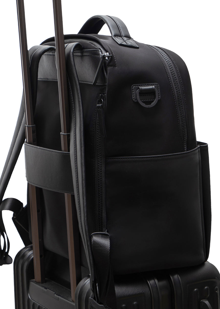 ☆NOIAGO☆ Nylon Flip Backpack Black NYLON Unisex Backpack with Large Interior and Plush Exterior